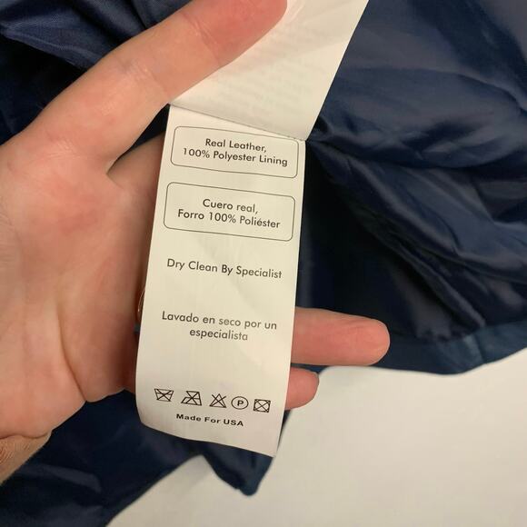 NWT Genuine Leather Blazer Navy Blue Y2K Minimalist 90s Goth Grunge Whimsigoth - Picture 7 of 8